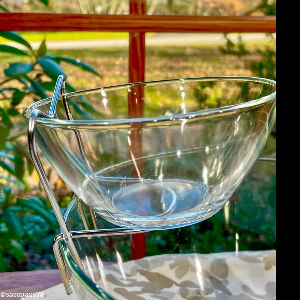 ▪️VTG▪️GLCOLOC FRANCE▪️3-Piece Clear Glass & Metal Chip & Dip Set - Picture 4 of 8